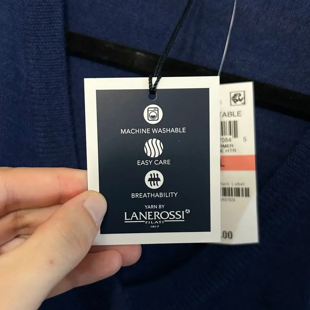 Club Room Merino Wool V-Neck Sweater NWT Men's Sz 3XL Blue Classic Minimalist